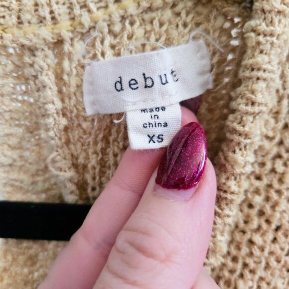 Debut Crop Top Brat Green Sweater Criss Cross Back - Size XS - Picture 3 of 3